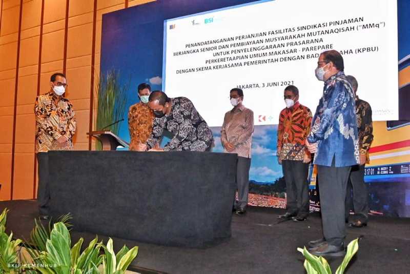 Penandatanganan Fasilitas Pembiayaan Proyek Jalur Kereta Api Makassar-Parepare
