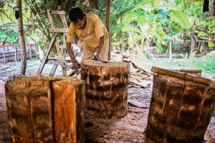 Berita Foto : Aktivitas Pembuat Sagu Tradisional di Tulehu