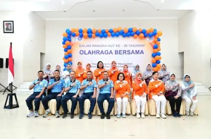 Keceriaan Anak TK Angkasa Warnai Olahraga Bersama HUT Ke-38 Yasarini di Lanud Sjamsudin Noor.