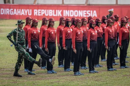 Berita Foto : Paskibraka Nasional Tingkat Pusat Mantapkan Kesiapan Jelang Upacara HUT Ke-81 RI