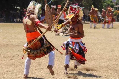 Berita Foto : Festival Golo Koe 2026, Tari Caci Manggarai Digelar sebagai Wujud Syukur Panen