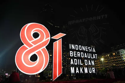 Atraksi Drone Meriahkan Peringatan HUT ke-81 Kemerdekaan RI