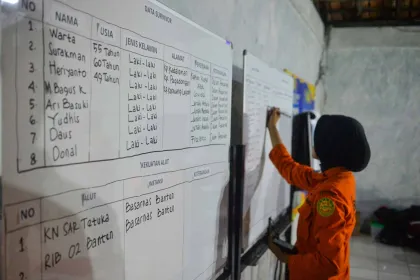 Berita Foto : Basarnas Dirikan Posko Pencarian Kapal Berisi Rombongan Jurnalis