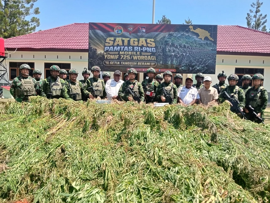 Berita Foto : TNI Bersihkan Ladang Ganja di Yahukimo, 21.400 Batang Diamankan.