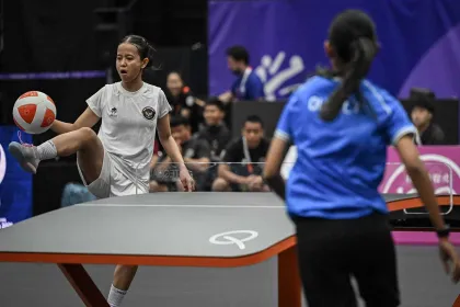 Berita Foto : Sumaya Pastikan Tiket Final Teqball Putri Asian Games 2026