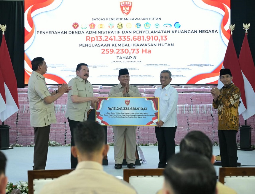 Panglima TNI Hadiri Penyerahan Hasil Penertiban Kawasan Hutan Tahap Kedelapan.