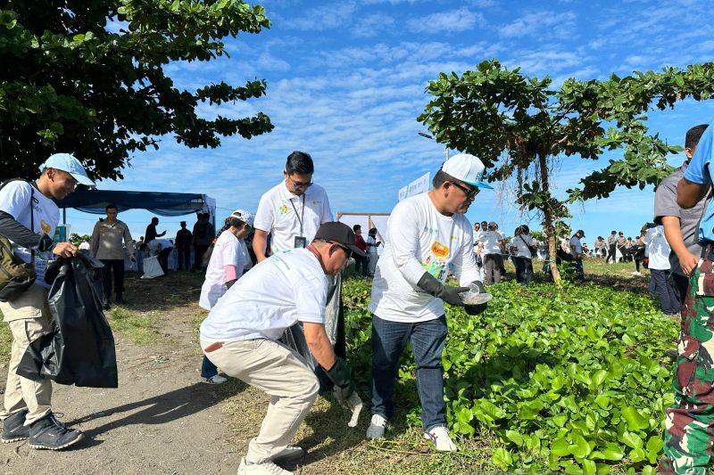 Peduli Lingkungan, PLN UID Suluttenggo Gelar Aksi Bersih Sampah di Pantai Manado