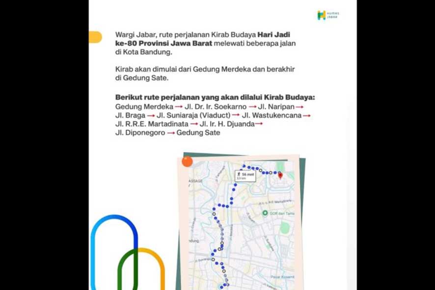 Penutupan Sejumlah Jalan di Bandung untuk Kirab HUT ke-80 Jabar