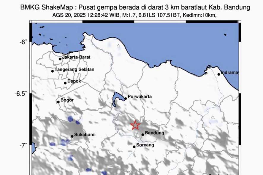 Dalam Sehari Terjadi Gempa Lima Kali di Jawa Barat