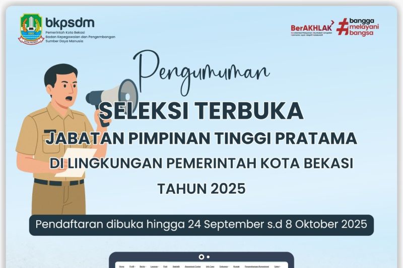 Khusus untuk PNS! Pemkot Bekasi Buka Seleksi Jabatan Kepala Dinas dan Direktur RSUD, Cek Link-nya!