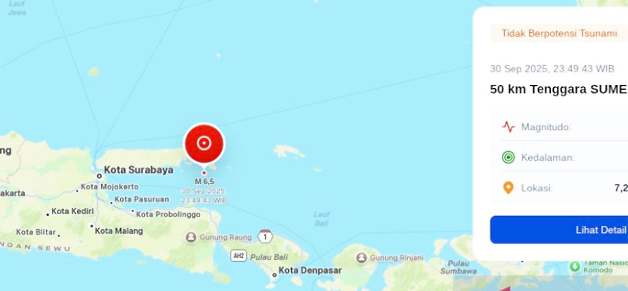 Gempa Dahsyat M 6,5 Guncang Sumenep, Getarannya Terasa Hingga Pamekasan & Bangkalan