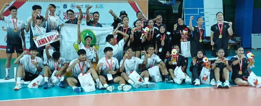 POPNAS XVII 2025: Jabar Raih Medali Emas Putra Putri Cabang Voli Indoor