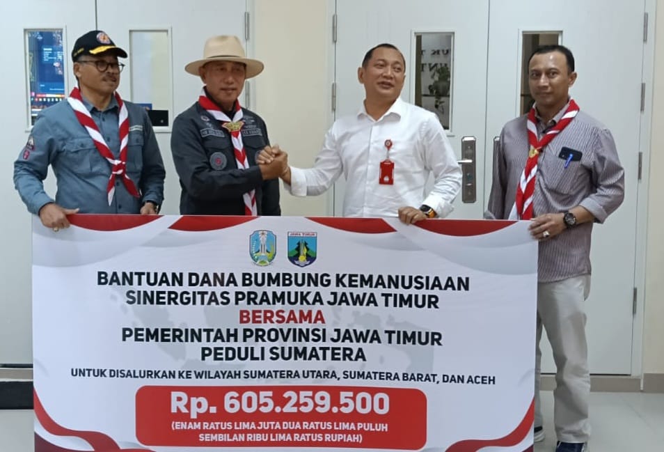 Pramuka Jatim Guyur Bantuan untuk Korban Bencana Sumatera Rp 605 Juta