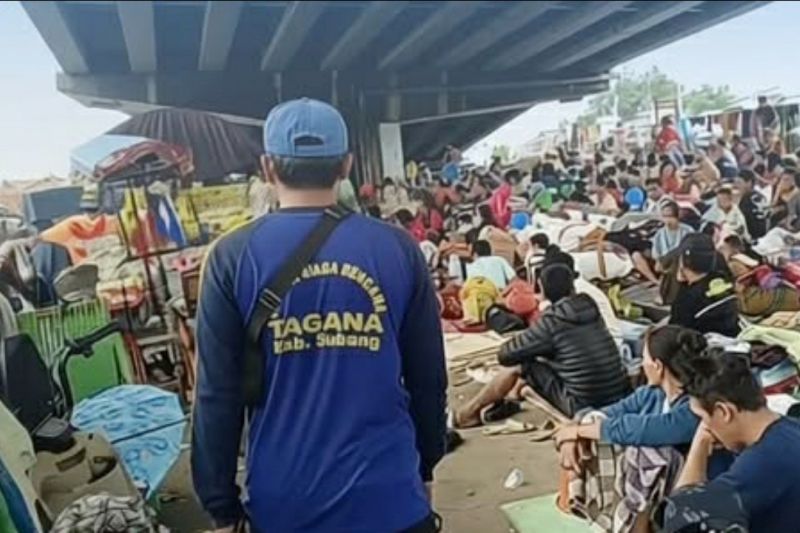 Banjir Tak Kunjung Surut, Warga Pantura Subang Mengungsi di Kolong Jembatan