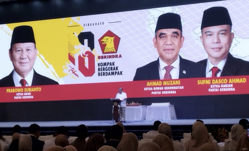 HUT Gerindra, Ahmad Muzani Serukan Prabowo Presiden Dua Periode 