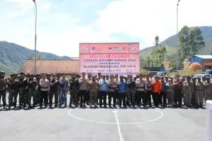 Kodim 1714/Puncak Jaya Ikuti Apel Gelar Pasukan TNI-Polri dalam Operasi Ketupat Noken 2026