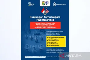 Polisi Rekayasa Lalu Lintas saat Kedatangan PM Malaysia