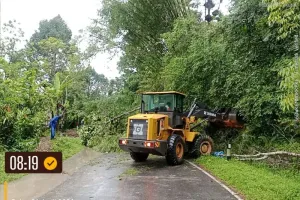 Jalan Nasional Padang–Medan Tertimbun Longsor di Kilometer 32 Agam