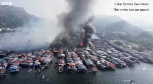 Kebakaran Besar Hanguskan Sebuah Desa Terapung di Sabah Malaysia, Ribuan Orang Mengungsi
