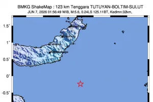 Gempa Magnitudo 5,7 Guncang Tutuyan, Sulawesi Utara