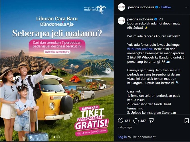Kemenpar Targetkan 1,18 Miliar Perjalanan Wisnus Sepanjan...