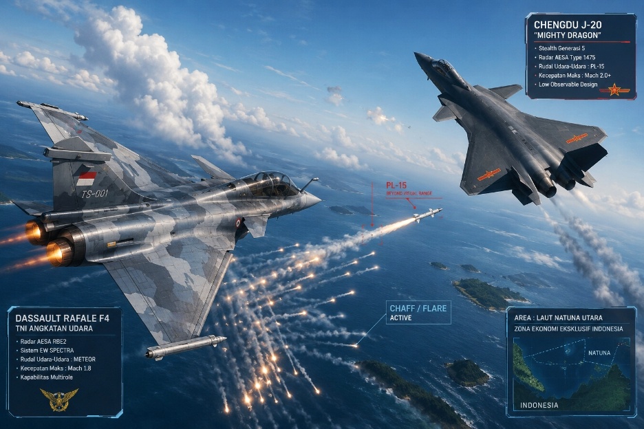 Jika Konflik Natuna Pecah, Mampukah Rafale TNI - Angkatan Udara Menjatuhkan J-20 Tiongkok?