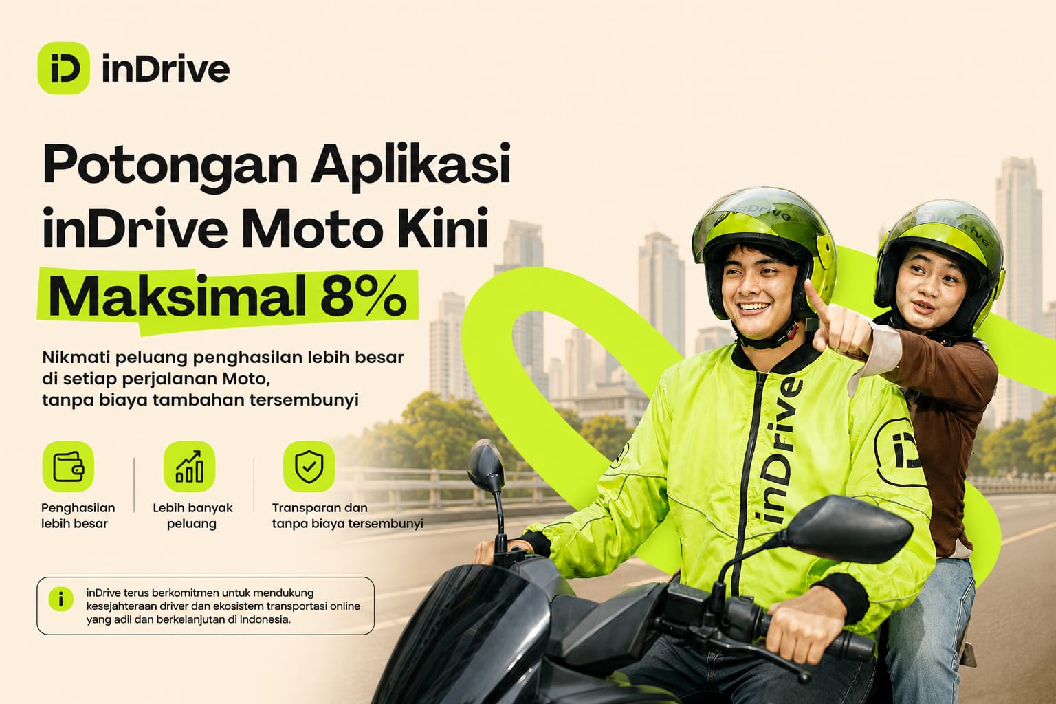 inDrive Resmi Terapkan Komisi Ojol 8 Persen, Patuhi Atura...