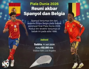 Susunan Pemain Spanyol vs Belgia di Perempat Final Piala Dunia 2026, Lamine Yamal dan Kevin De Bruyne Jadi Starter