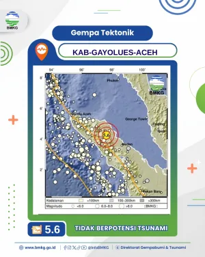 Gempa M5,6 Guncang Gayo Lues Aceh, BMKG Pastikan Tak Berpotensi Tsunami