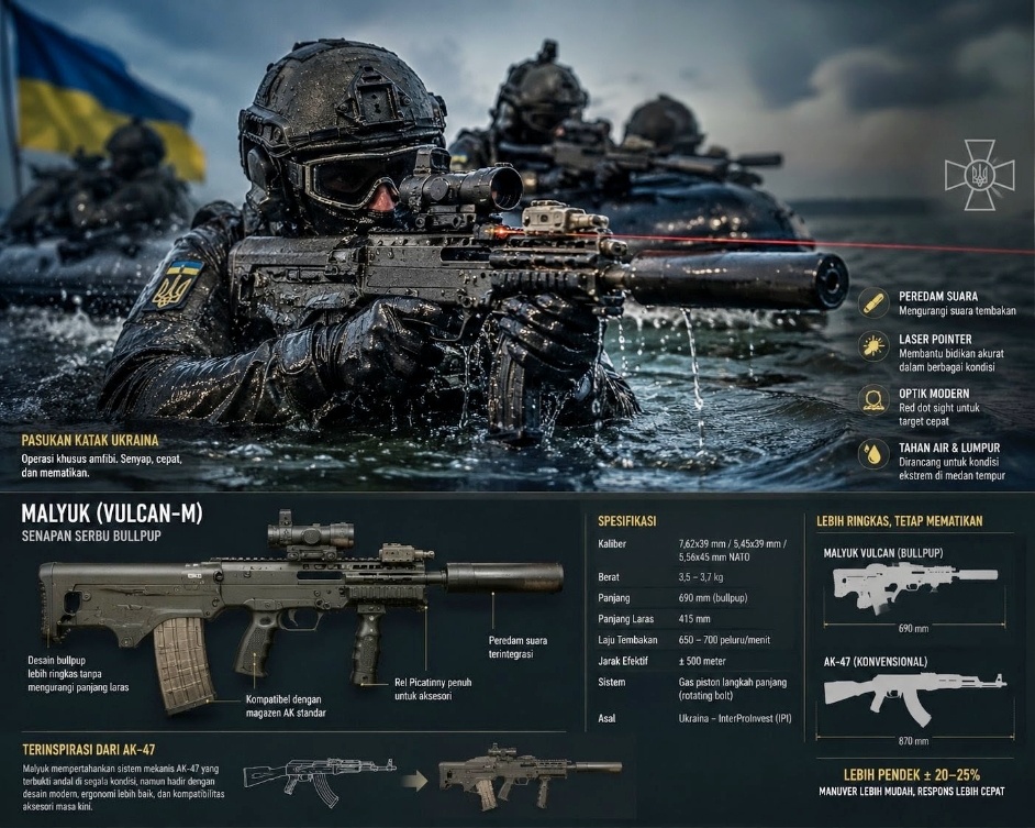 Ukraina Modernisasi Legenda AK-47 Lewat Senapan Serbu Modern: Malyuk Vulcan