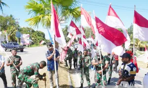 Merahkan Teluk Wondama! Pemkab dan TNI-Polri Tancap 500 Bendera Jelang HUT Ke-81 RI