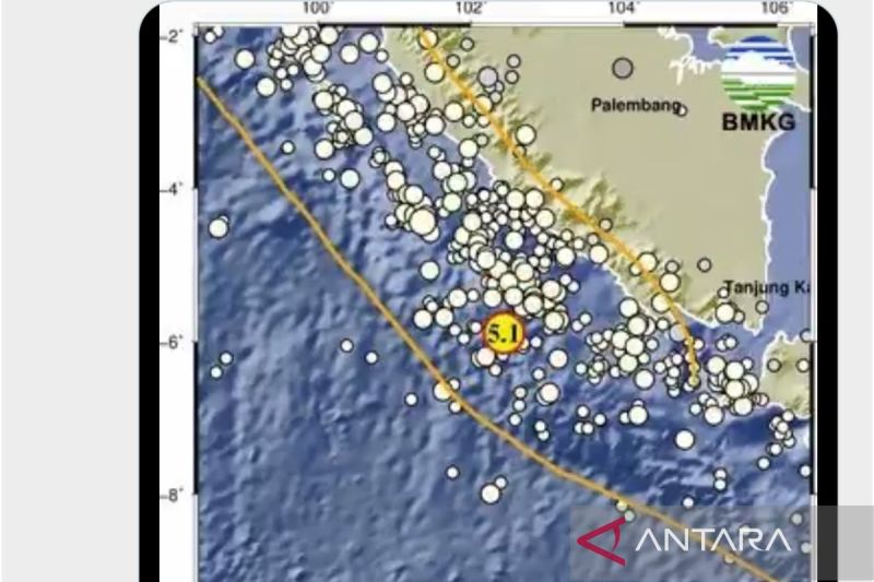 Gempa Bumi dengan Magnitudo 5,1 Guncang Bengkulu 