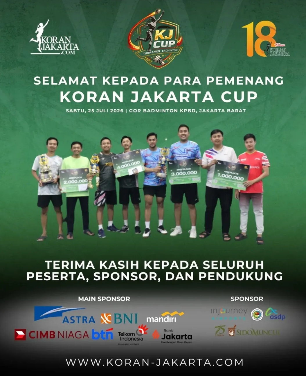 Sukses Digelar, Koran Jakarta Cup 2026 Jadi Wadah Silaturahmi Antarlembaga dan Media