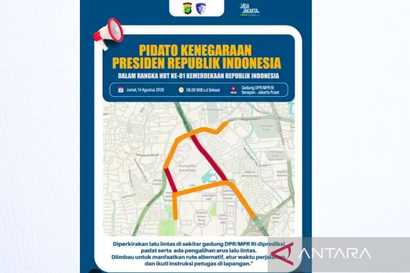 Polisi Lakukan Pengalihan Arus Lalu Lintas saat Pidato Ke...