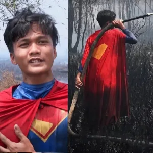 Superman Palangka Raya Ikut Padamkan Kebakaran Lahan Gambut akibat El Niño
