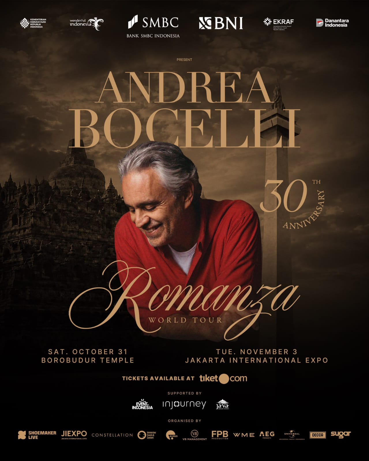 Andrea Bocelli Gelar Konser di Borobudur dan Jakarta, Cek...