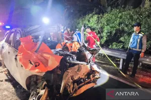 Mercedes-Benz Menabrak Truk Kontainer di Tol Jagorawi, Dua Orang Tewas Terbakar