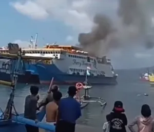 Diduga Korsleting, KMP Bontang Express II Terbakar di Dermaga Ketapang Banyuwangi