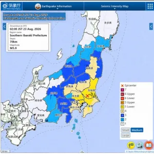 Gempa M5,9 Mengguncang Jepang Bagian Timur termasuk Tokyo, Layanan Kereta Api Terganggu