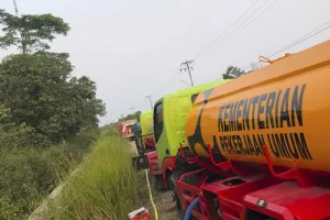 Kementerian PU Turun Tangani Karhutla di Tanjung Selor, Kaltara.