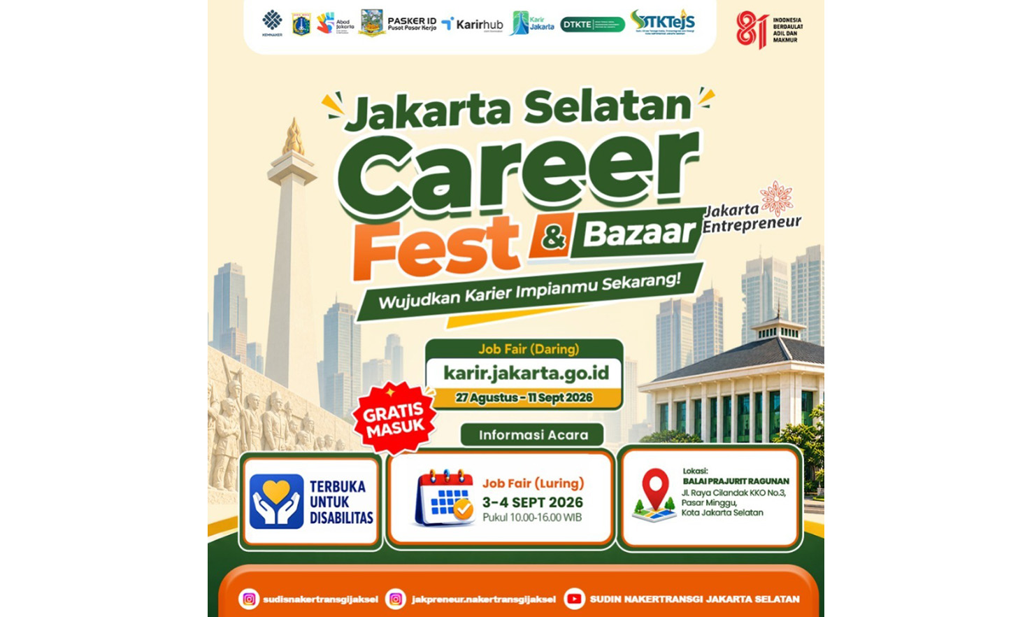 Jakarta Selatan Career Fest 2026: Total 3.857 Loker dari 37 Perusahaan Digelar Daring & Luring