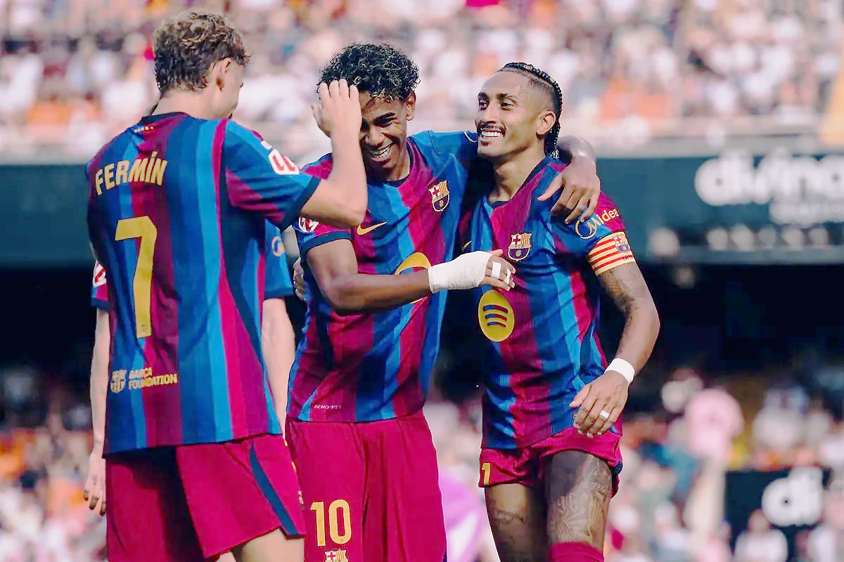 Yamal On Fire Cetak Brace, Barcelona Ngamuk Bantai Habis Valencia 5-0 di Mestalla