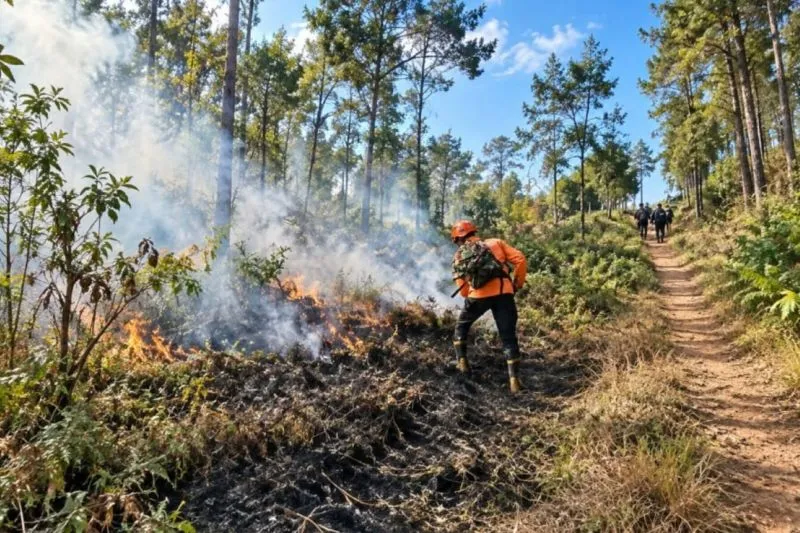 Penyekatan Diperkuat Agar Kebakaran Gunung Bromo Tak Masu...