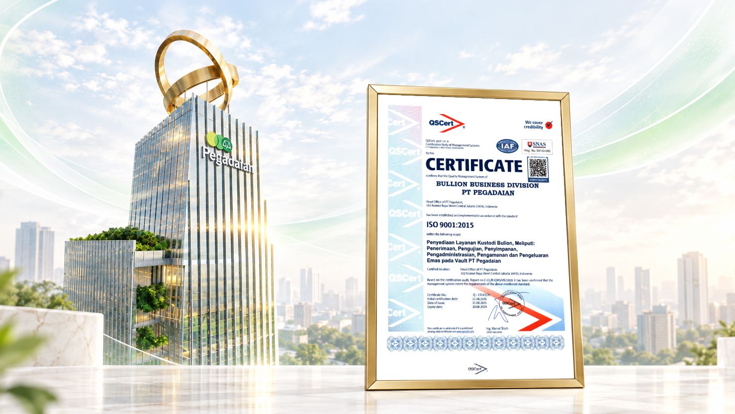 Pegadaian Raih Sertifikasi ISO 9001:2015, Keamanan Vault Berstandar Global