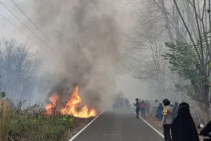 2 Hektare Lahan Terbakar di SBT Maluku, Polisi dan Damkar Bergerak Padamkan Karhutla.