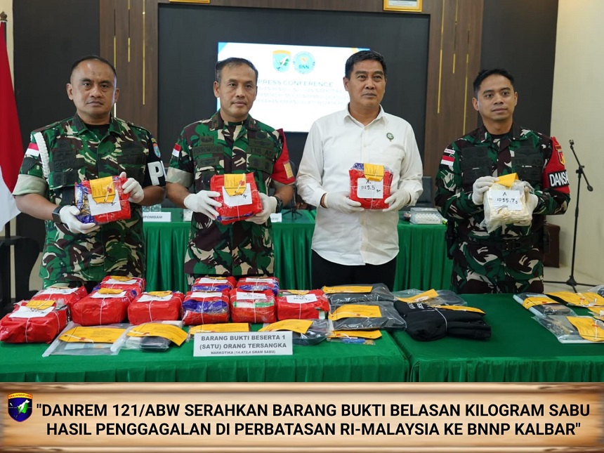 TNI Gagalkan Penyelundupan 16,4 Kilogram Sabu di Perbatasan RI-Malaysia.