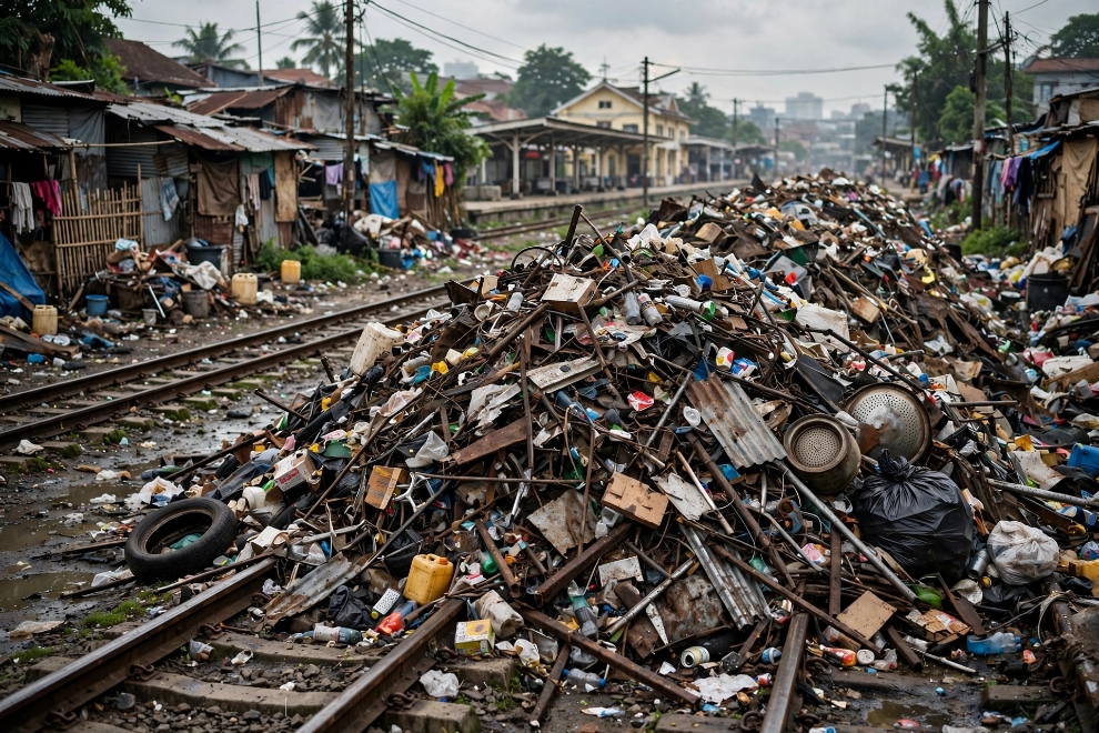 60 Ton Sampah Menumpuk di Perlintasan Kereta Pasarturi–...