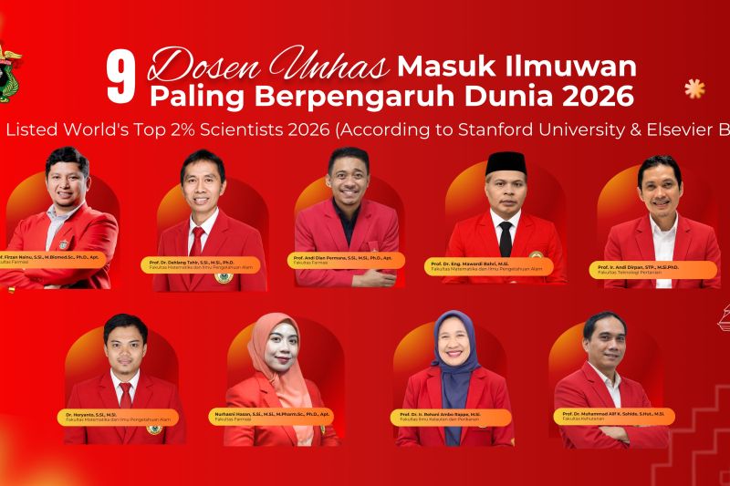 Membanggakan! 9 Ilmuwan Unhas Tembus Daftar World’s Top 2% Scientists 2026, Siapa Saja Mereka?