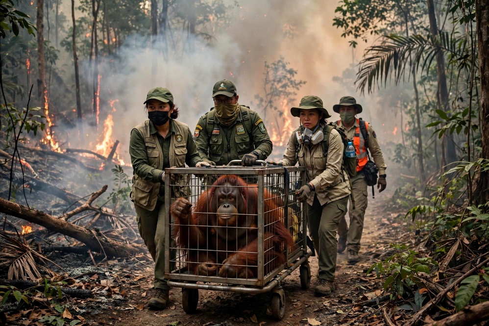 Api Kepung Habitat, 51 Orangutan Berhasil  Dievakuasi