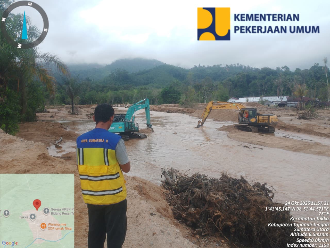 Siaga Banjir Susulan! Kementerian PU Perkuat Tanggul di Tapanuli Tengah